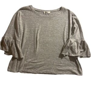 Umgee Lightweight Crop Tunic Top Womens Size XL Light Gray  Oversized Boho Beach